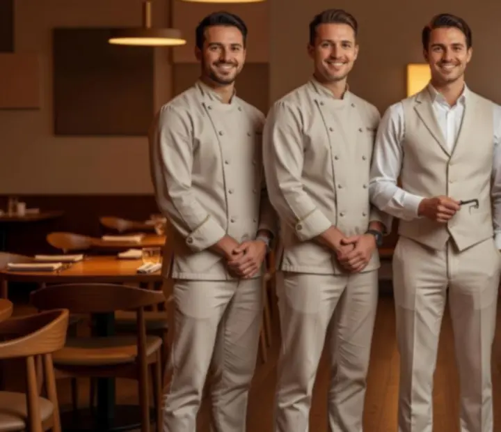 Tým kuchařů a personálu BrightChoiceCZ v elegantním prostředí restaurace